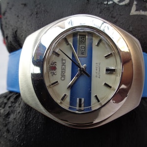 Vintage Orient Automatic Watch: Geometric Dial Japan Made Men&#39;s Wristwatch