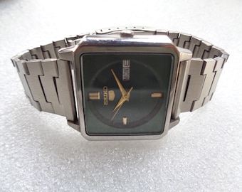 are Vintage Seiko 5 Automatic Men’s Watch Green Dial Japan 6349-526A Stainless Steel