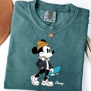 Streetwear Mickey Shirt, Skater Mickey Mouse tee, Hypebeast Disney tee, Cool Mickey Mouse With Skateboard Tee, Trendy Disney Vacation Shirt image 8