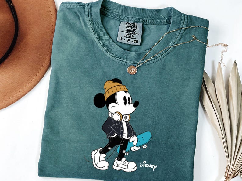 Streetwear Mickey Shirt, Skater Mickey Mouse tee, Hypebeast Disney tee, Cool Mickey Mouse With Skateboard Tee, Trendy Disney Vacation Shirt image 8