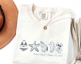 Custom Beach Bachelorette Comfort Colors Shirt: Coastal Bride Trip Tee