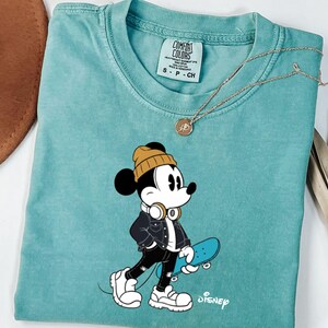 Streetwear Mickey Shirt, Skater Mickey Mouse tee, Hypebeast Disney tee, Cool Mickey Mouse With Skateboard Tee, Trendy Disney Vacation Shirt image 7