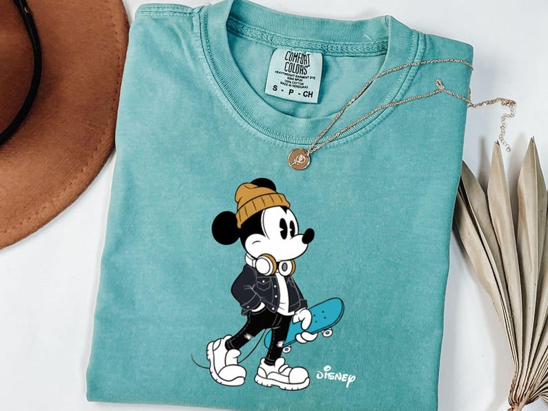 Streetwear Mickey Shirt, Skater Mickey Mouse tee, Hypebeast Disney tee, Cool Mickey Mouse With Skateboard Tee, Trendy Disney Vacation Shirt image 7