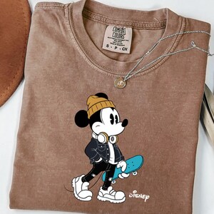 Streetwear Mickey Shirt, Skater Mickey Mouse tee, Hypebeast Disney tee, Cool Mickey Mouse With Skateboard Tee, Trendy Disney Vacation Shirt image 6