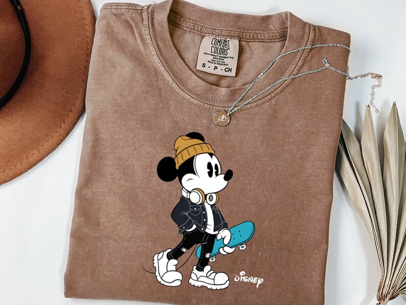 Streetwear Mickey Shirt, Skater Mickey Mouse tee, Hypebeast Disney tee, Cool Mickey Mouse With Skateboard Tee, Trendy Disney Vacation Shirt image 6