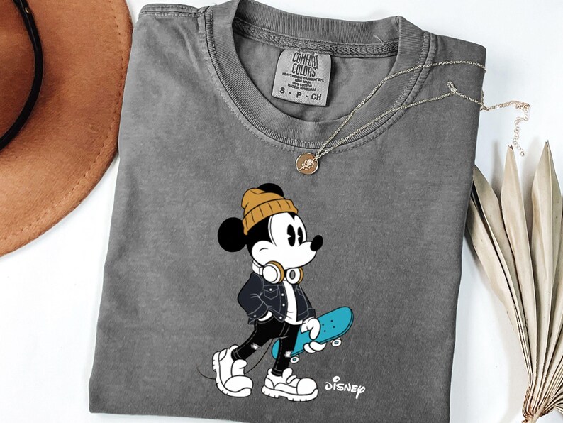 Streetwear Mickey Shirt, Skater Mickey Mouse tee, Hypebeast Disney tee, Cool Mickey Mouse With Skateboard Tee, Trendy Disney Vacation Shirt image 11