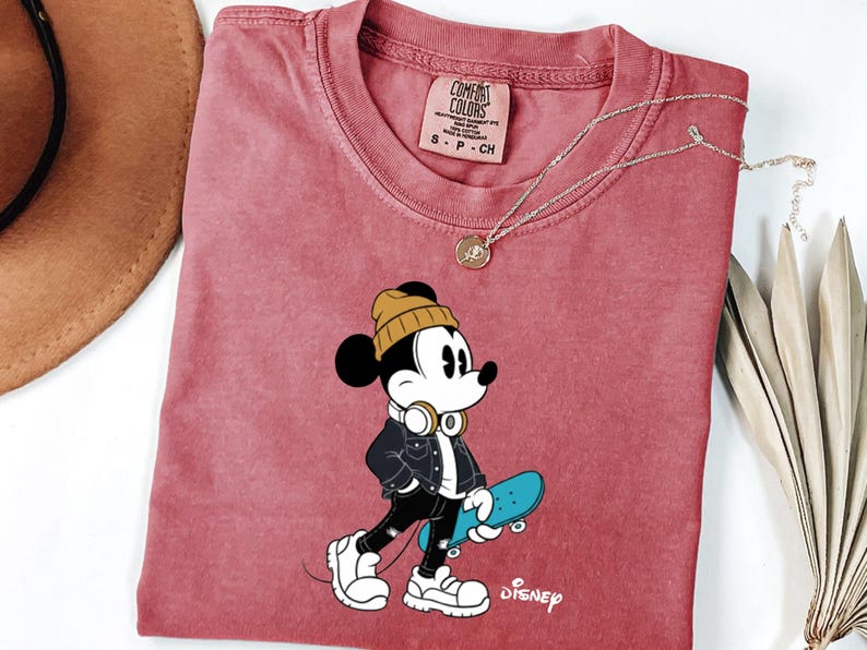 Streetwear Mickey Shirt, Skater Mickey Mouse tee, Hypebeast Disney tee, Cool Mickey Mouse With Skateboard Tee, Trendy Disney Vacation Shirt image 9