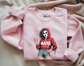 Halloween Horror Mama Custom Sweatshirt, Cute Spooky Mama Hoodie, Family Spooky Season Sweaters, Killer Halloween Hooded, Mama Killer