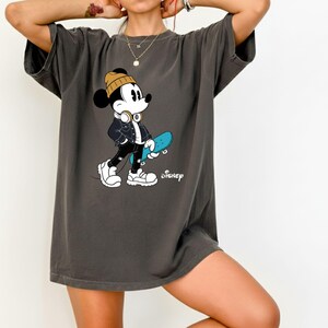 Streetwear Mickey Shirt, Skater Mickey Mouse tee, Hypebeast Disney tee, Cool Mickey Mouse With Skateboard Tee, Trendy Disney Vacation Shirt image 4