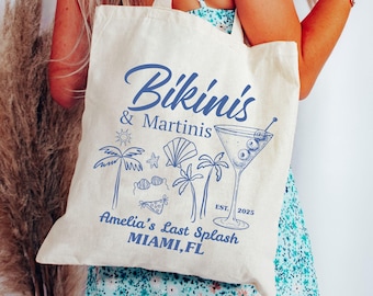 fourre-tout pour célibataires bikinis et martinis | Tinis et Bikinis Martinis et Bikinis Bachelorette | Bachelorette Martini | EVJF à la plage
