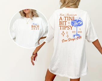 Martini Bachelorette Comfort Color Shirt, Custom Cocktail Shirt, Martini Bachelorette Theme, Tini Bit Engaged, Trendy Bach Shirts, Bach tee