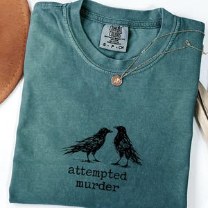 Funny Bird Shirt, Attempted Murder Crow Tee, Oversize, Womens, Mens, Comfort Colors T-shirt