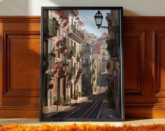 Póster de Lisboa, Portugal: arte mural de paisaje urbano, impresión de viajes europeos, decoración de fotografía callejera colorida
