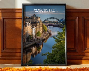 Tryck av Tyne Bridge: Newcastle, Storbritanniens stadsbild, brittisk resefotografi