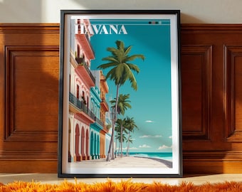 Havanna Reise Poster: Kuba Print, Karibik Wandkunst