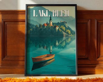 Bleder See Slowenien Print: Alpine Landschaft Reise Poster