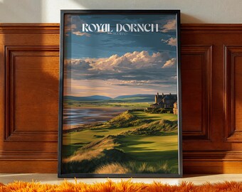 Plakat Royal Dornoch Scotland: Sztuka nadmorska Highland Golf