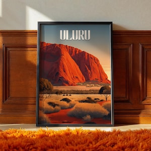 Uluru Print: Australia Travel Poster, Desert Landscape Art