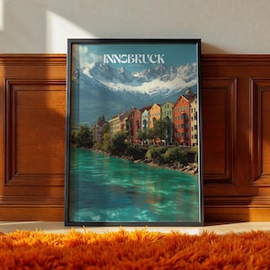 Innsbruck Austria Poster – Alpine City Wall Art, Mountain Landscape Print, European Travel Photography, Austria Decor