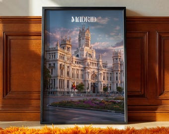 Póster de Madrid, España: arte mural de ciudades europeas, arquitectura y calle, decoración fotográfica de viajes por España
