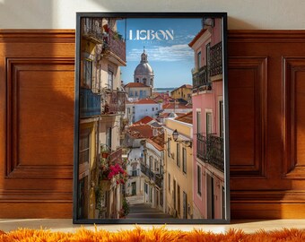 Póster de Lisboa, Portugal: arte mural de paisaje urbano, impresión de viajes europeos, decoración de fotografía callejera colorida