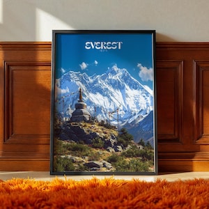 Mount Everest Poster - Nepal Bergwand Kunst, Himalaya Reisedruck, Natur Fotografie, Abenteuer Landschaft Dekor