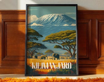Mount Kilimanjaro Print: Tanzania Travel Poster, African Landscape Art