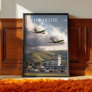 Goodwood Spitfires Chichester Poster – British Aviation Wall Art, WWII Planes Print, Sussex Landscape Photography