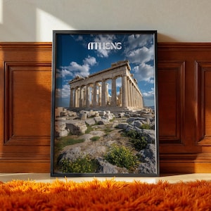 Athens Greece Poster – Acropolis Wall Art, Ancient City Travel Print, Mediterranean Landscape Photography Decor