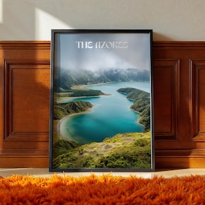 The Azores Portugal Poster – Volcanic Island Wall Art, Ocean Landscape Print, Nature Travel Photography