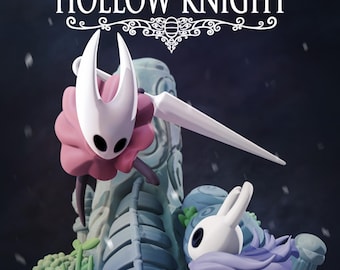 Hollow Knight: Silksong with Hornet and Knight - High Quality 3D Resin Diorama Figurine - Hand Painted or Unpainted - 11cm