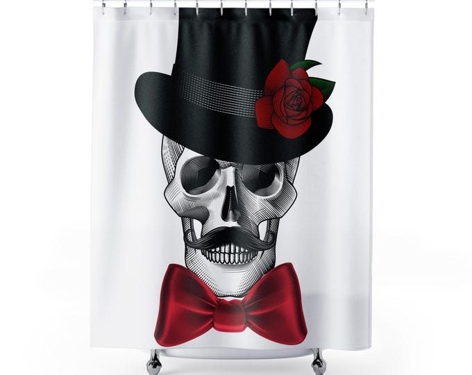 Featured listing image: Skull Bow Shower Curtain: Dapper Goth Bathroom Decor