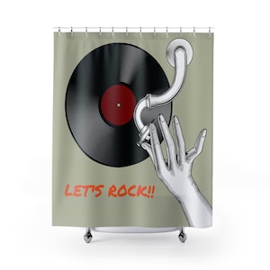 Rock & Roll Shower Curtain: Vinyl Record Music Lover Bathroom Decor