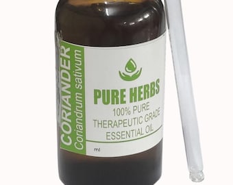 Koriander (Coriandrum sativum L.) Reines und natürliches Glas für ätherisches Öl in therapeutischer Qualität