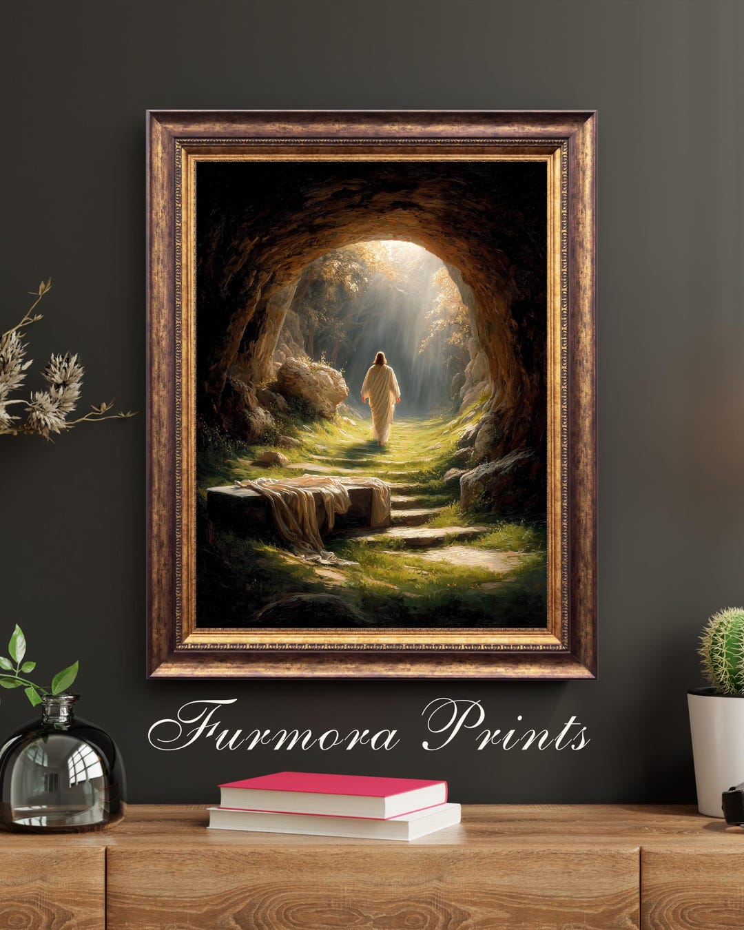 Empty Tomb Oil Painting, Jesus Resurrection Wall Art, He is Risen ...