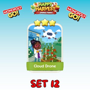 Cloud Drone - Set 12 Monopoly Go! - Stickers (3 Stars ) New Album
