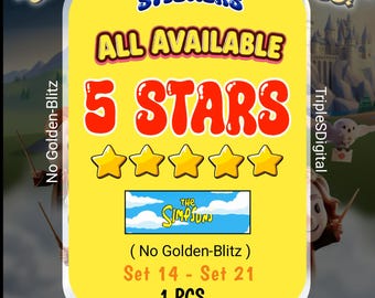 Monopoly Go 5-Star Stickers - Sets 14-21 No Golden Blitz 1 PCS