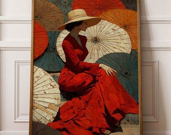 Elegant Fashion Poster – Woman in Red Dress Wall Print