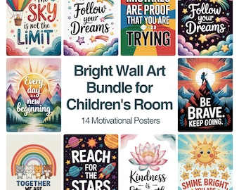 Motivational Kids Room Prints: Classroom Wall Art Set (Digital Download)