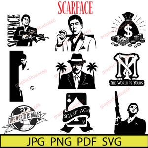 Scarface Png Bundle, Gangster Mafia Clipart, the World is Yours Digital Download, Crime Movie Vector Art, Printable Files Jpg Png Pdf Svg