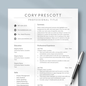 Plantilla de CV limpia y profesional / Carta de presentación y referencias / Versiones de 1 y 2 páginas en tamaño Carta de EE. UU. y A4