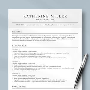 Clean, ATS-Friendly Resume Template | 1 + 2 Page Resumes + Cover Letter + Reference Page | Editable in Canva
