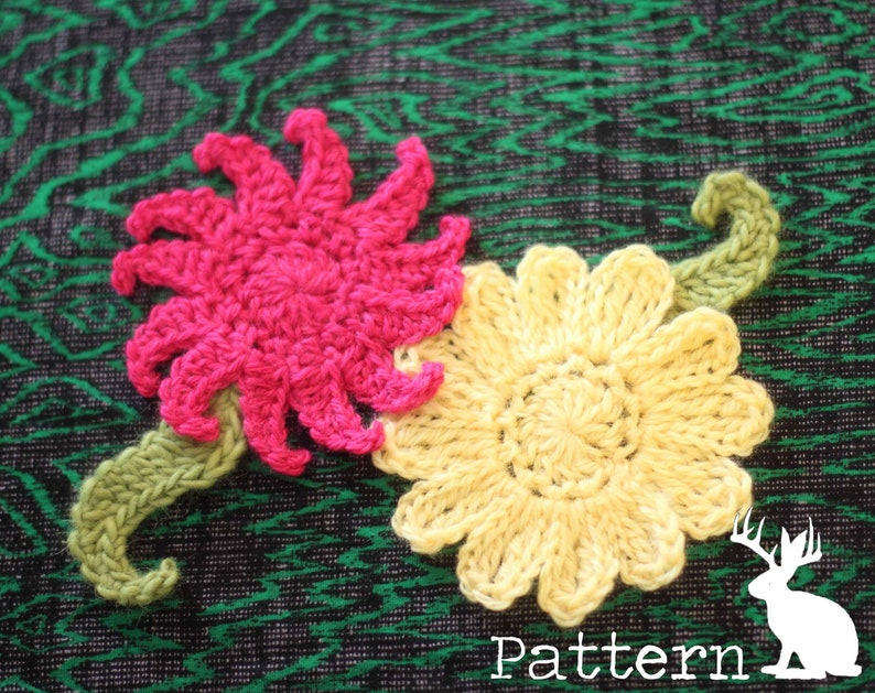 Pattern Crochet Flower Sunflower Daisy Leaf Power Pack Etsy