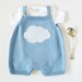 Reviewed by Anonymous reviewed Knitted overalls in sky blue with a cloud. 100% cotton. READY TO SHIP size newborn.