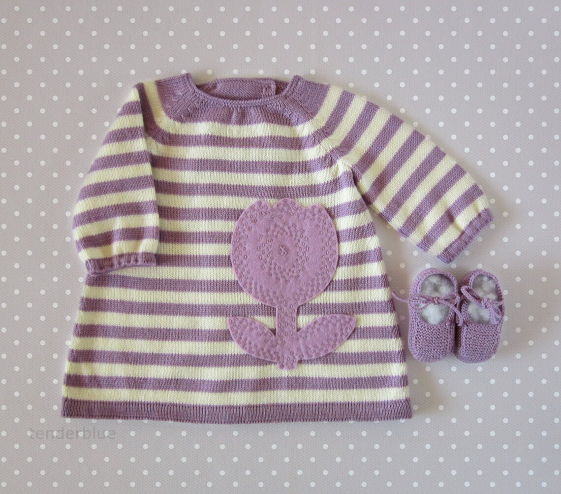 Knitted Striped Baby Dress Shoes in Lilac and Pearl With a Etsy