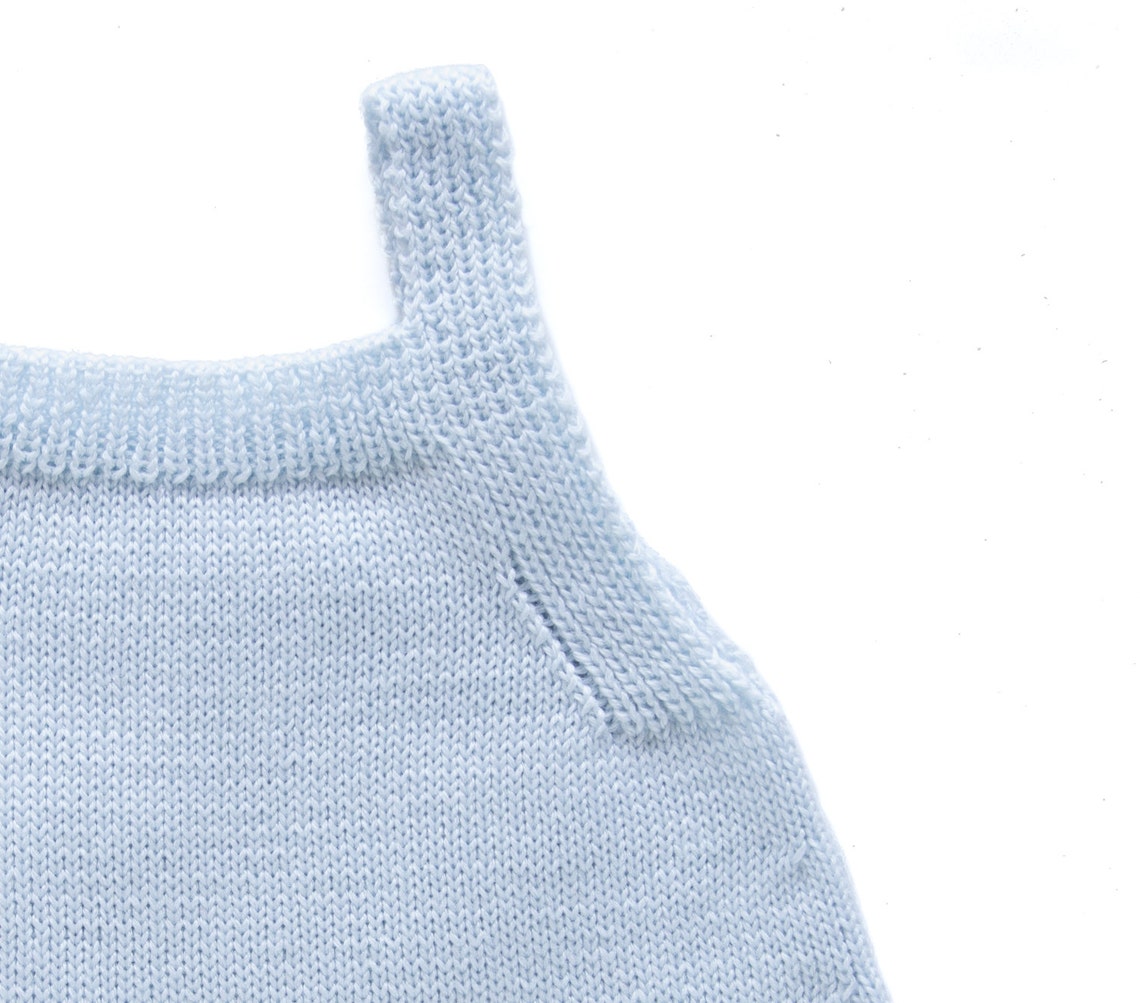 Knitted Baby Overalls in Soft Blue With Clouds and Striped Etsy