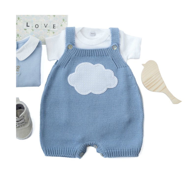 Knitted baby overalls knitted baby romper baby outfit image 2