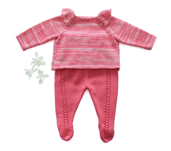 Knit newborn outfit knitted baby set baby sweater and footed Etsy