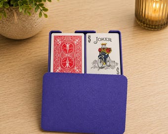 Double Deck Playing Card Holder | Card Storage Organizer | Poker & Game Card Case | Tabletop Card Stand