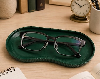 Eyeglasses Tray and Desk Organizer | Glasses Holder for Nightstand | Reading Glasses Storage Dish | Gift for Book Lovers